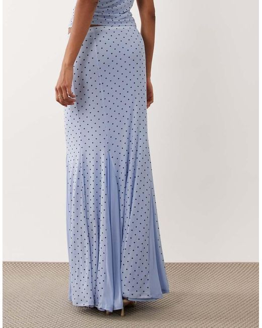 ASOS Blue Spot Mesh Maxi Skirt Co-ord