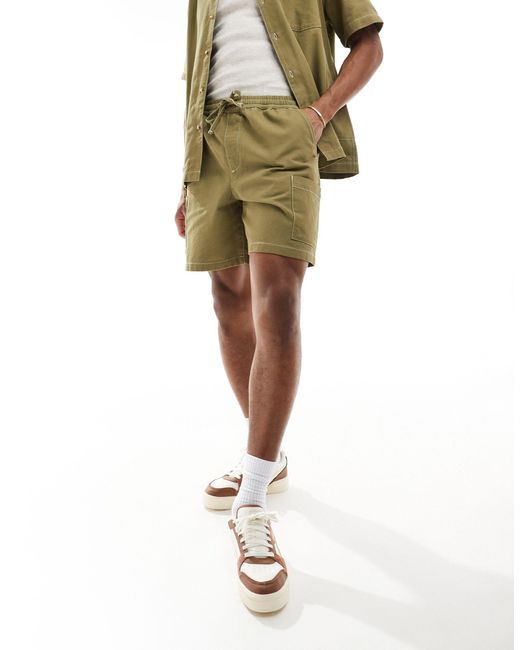 ASOS Green Co-ord Wide Cargo Short With Elasticated Waist for men