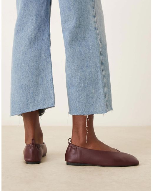 ASOS Blue Leslie Square Toe Ballets