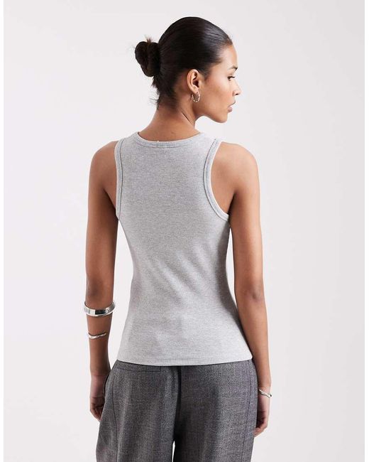 JJXX White Frida Ribbed Singlet Top