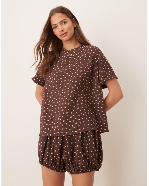 Top à pois d'ensemble avec dos ouvert et liens ASOS en coloris Brown