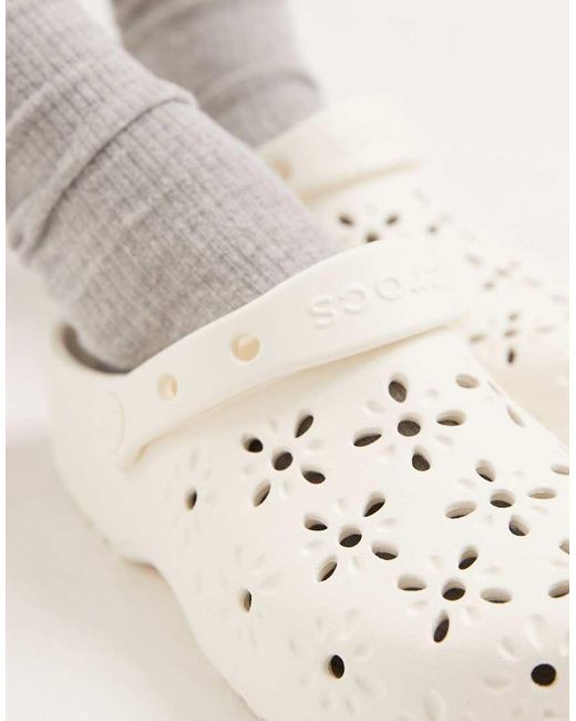 CROCSTM White Classic Floral Cut Out Clogs