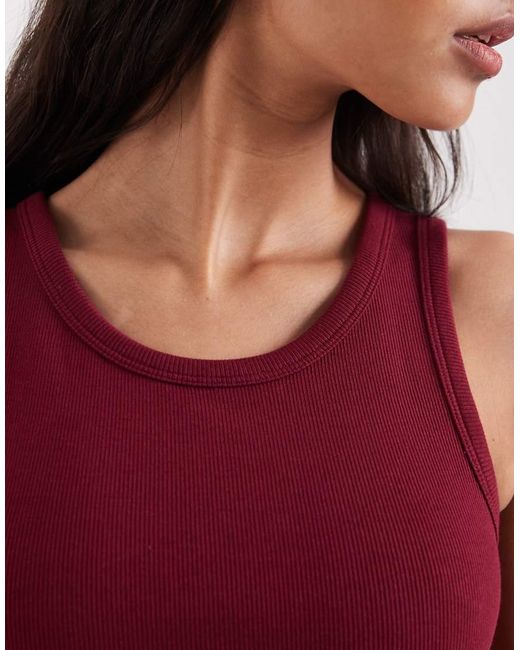 JJXX Red Fallon Ribbed Cropped Vest