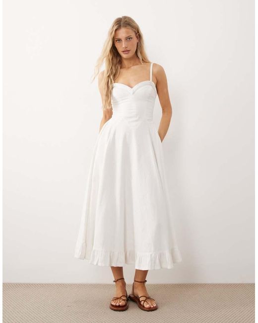 Free People White Drop Waist Midi Dress