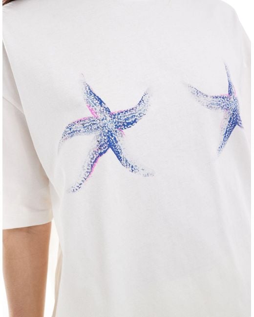 Bershka Blue Star Print Oversized T-shirt