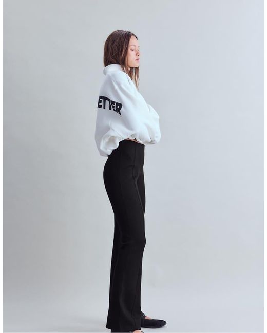 Stradivarius White Cotton Blend Bell Bottom leggings With Seam Detail