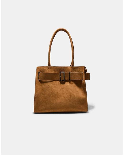 Stradivarius Brown City Shopper Bag With Buckle Detail