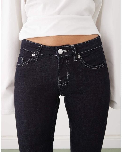 Weekday White Luna Low Waisted Skinny Bootcut Jeans