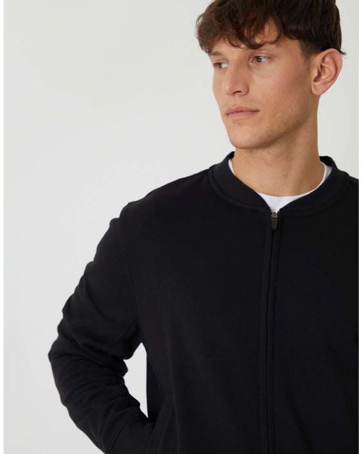 Threadbare Blue Zip Through Sweat Bomber for men