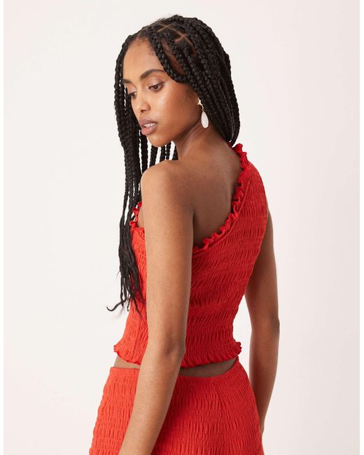 ASOS Red Shir One-shoulder Top