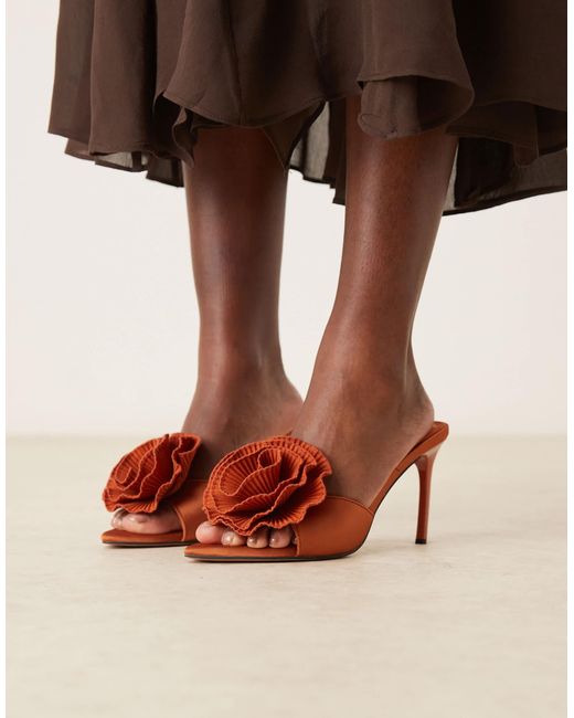ASOS Brown Naomi Corsage Detail High Heel Mules
