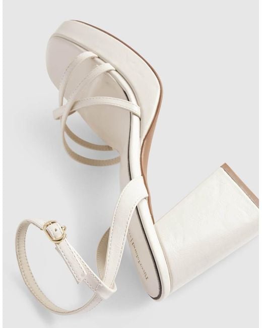River Island Natural Block Heel Cross Strap Sandals