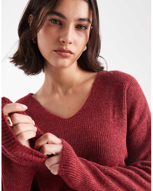 Vero Moda Red Lightweight V Neck Jumper