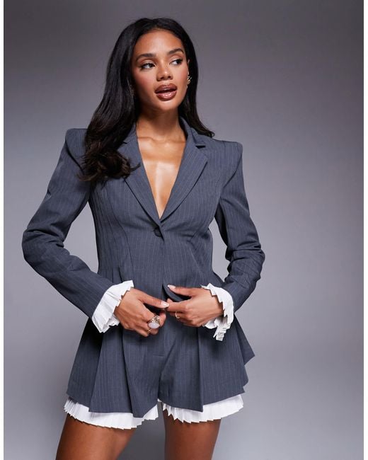 ASOS Blue Tailored Blazer With Cinched Waist