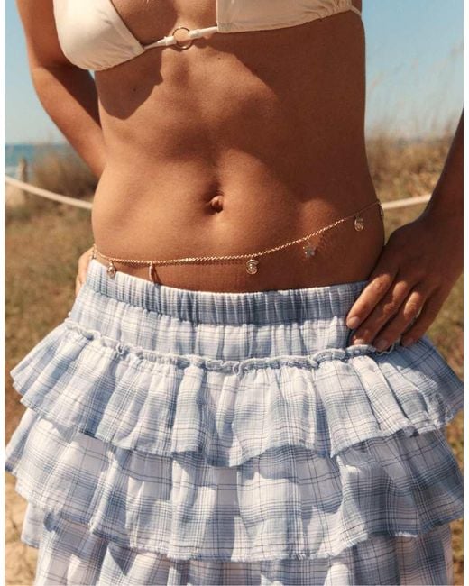 Stradivarius Blue Ruffled Crinkle Skort