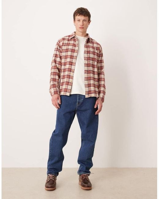 Abercrombie & Fitch Red Long Sleeve Flannel Shirt for men
