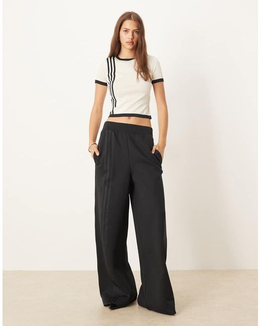 Adidas Originals White Off Placed 3-Stripes Wide Pant