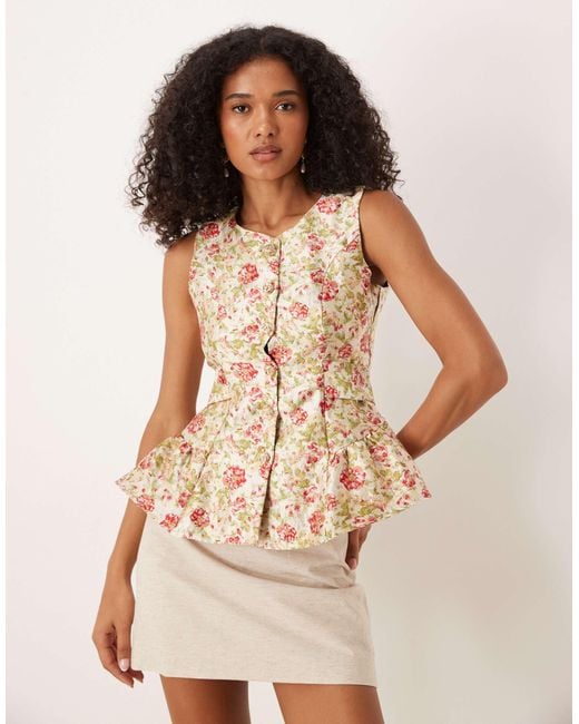 Sister Jane Natural Dream Jacquard Peplum Top With Bow Back