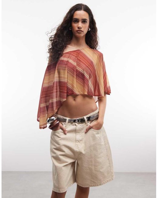 Reclaimed Vintage Multicolor Striped Sheer Cape Top