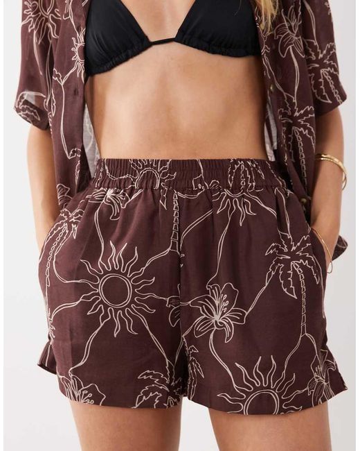 ASOS Brown Logan Beach Resort Shorts