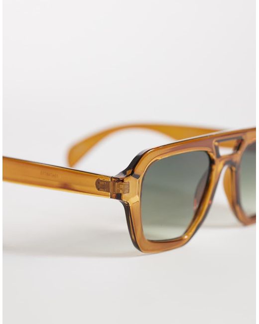 ASOS Natural Angular Aviator Sunglasses