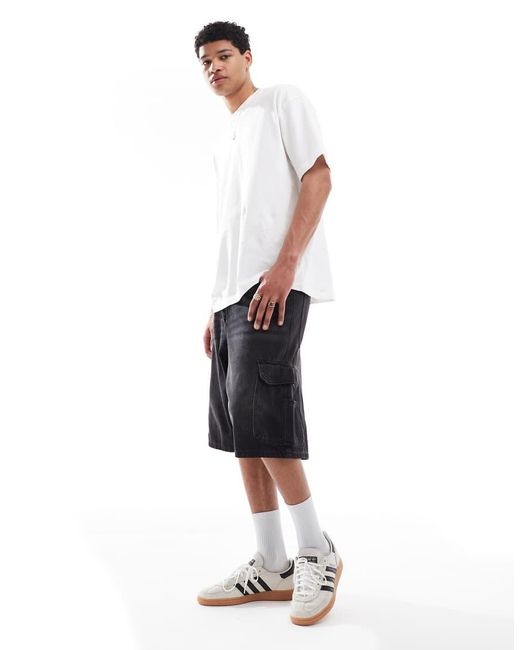 Pantaloncini Cargo Neri di Bershka in White da Uomo