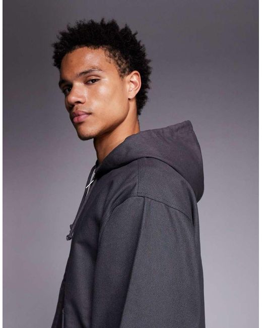 Faded Store Gray Washed Core Canvas Hooded Jacket for men