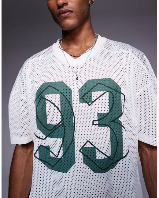 ASOS Gray Boxy Oversized T-shirt With Dropped Shoulder And V Neck With Sports Graphic for men
