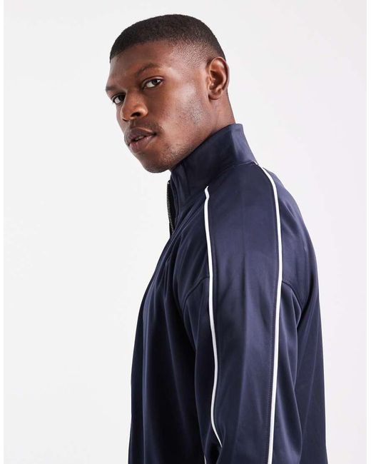 New Look Blue Tricot Zip Through Tracksuit Jacket for men