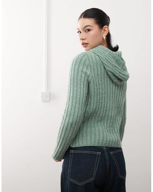 Reclaimed (vintage) Green – flauschiger, gerippter strickpullover