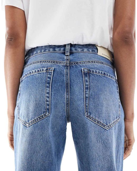 Stradivarius Blue Tall D03 Low Waisted Straight Leg Jean