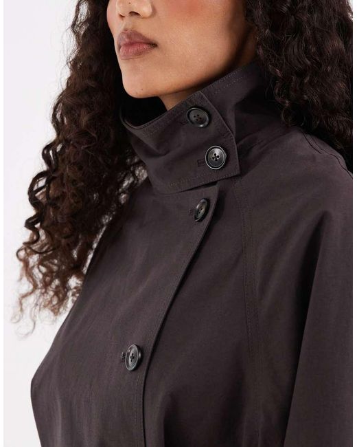 ASOS Black Asos Design Tall Funnel Neck Tie Belt Trench Coat