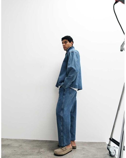 ASOS Blue Relaxed Tapered Jeans for men