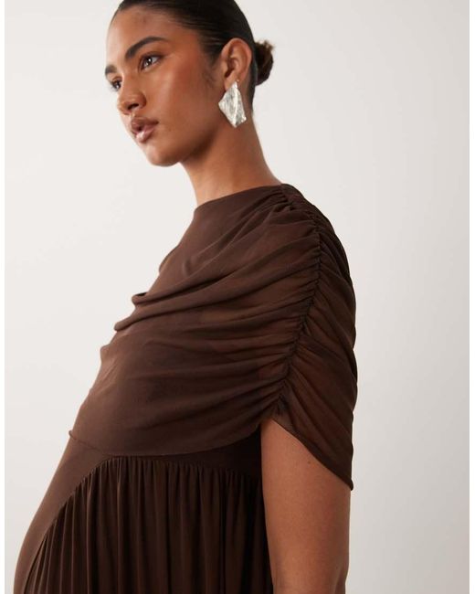 Vero Moda Brown Cape Detail Maxi Dress