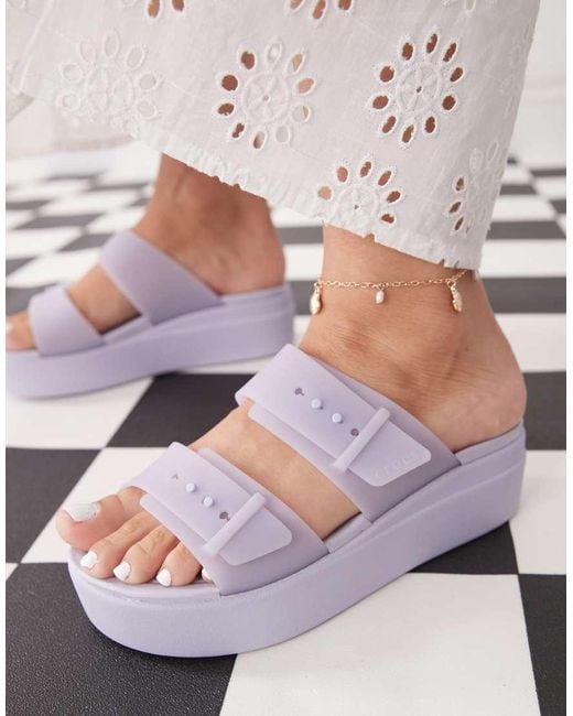 CROCSTM Gray Brooklyn Buckle Low Wedge