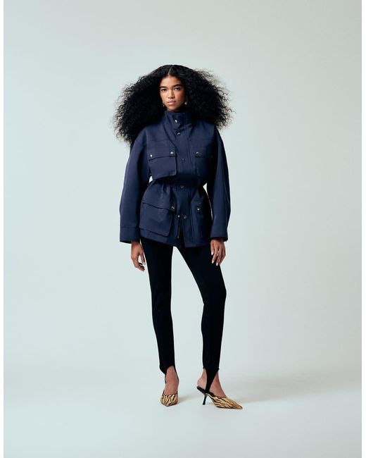 ASOS Blue Funnel Neck Utility Detail Jacket