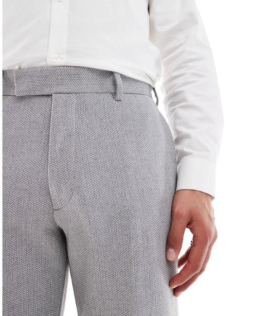 ASOS White Wool Blend Straight Suit Trousers for men