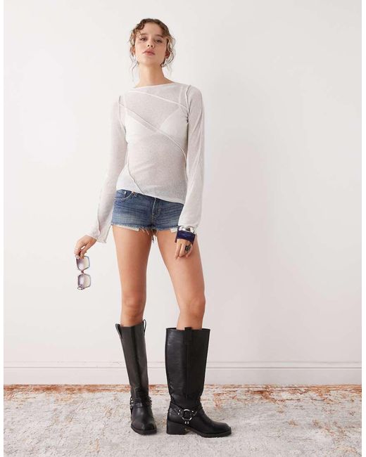 Weekday White Low Waist Denim Hot Pant Shorts
