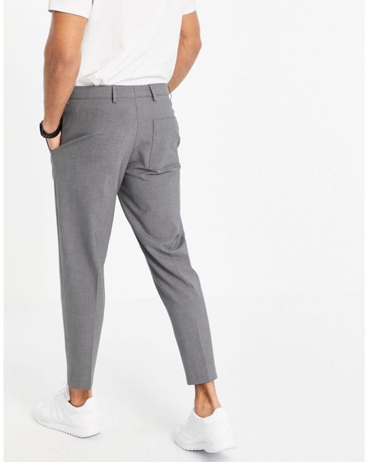 SELECTED Gray Slim Tapered Suit Pants for men