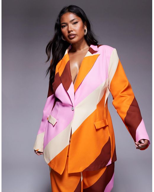 ASOS Orange Curve Co-ord Single Breasted Tailored Suit Blazer