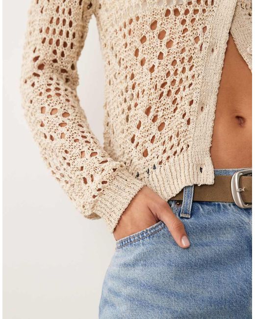 Mango Blue Teen Knitted Scoop Neck Sleeveless Top With Tie Front