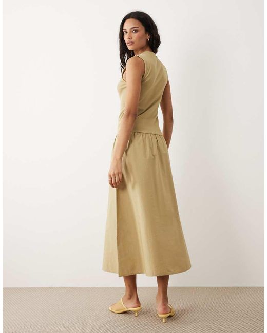Mango Natural Cotton Mix Racer Midi Dress