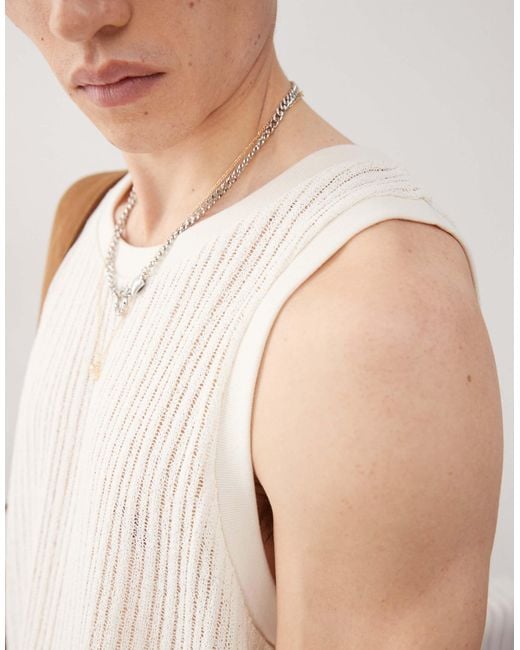 Weekday Natural Open Knit Tank Top for men