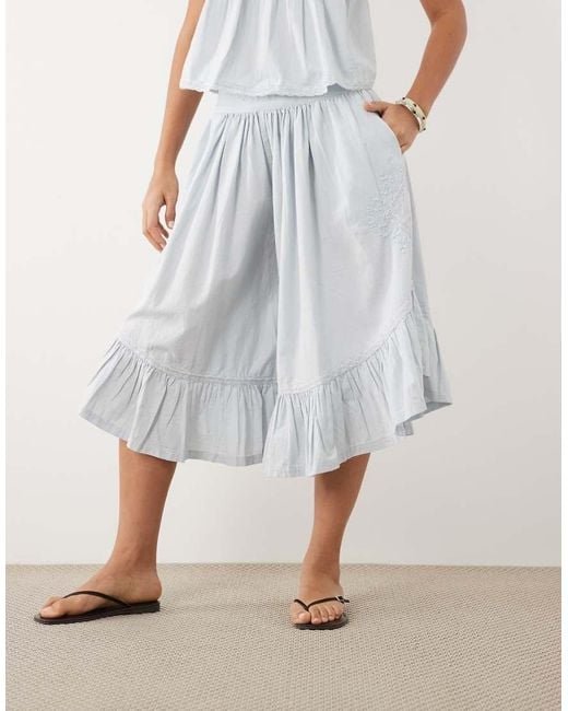 ASOS White Wide Leg Cropped Pants With Crochet Trim
