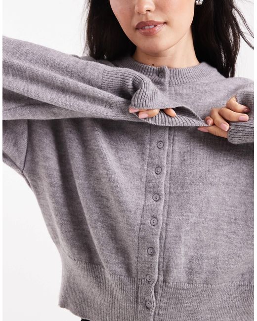 Daisy Street Gray Fitted Waist Cardigan