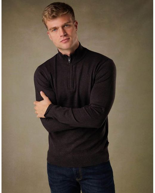 French Connection Gray 1/2 Zip Knitted Jumper for men