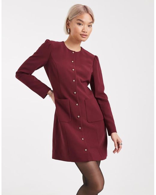 French Connection Red Button Through Tailo Mini Dress