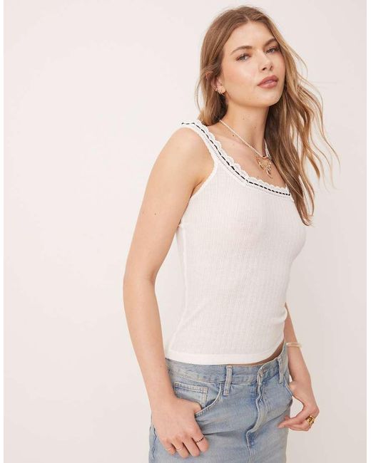 Free People White Only You Ribbon Detail Tank Top