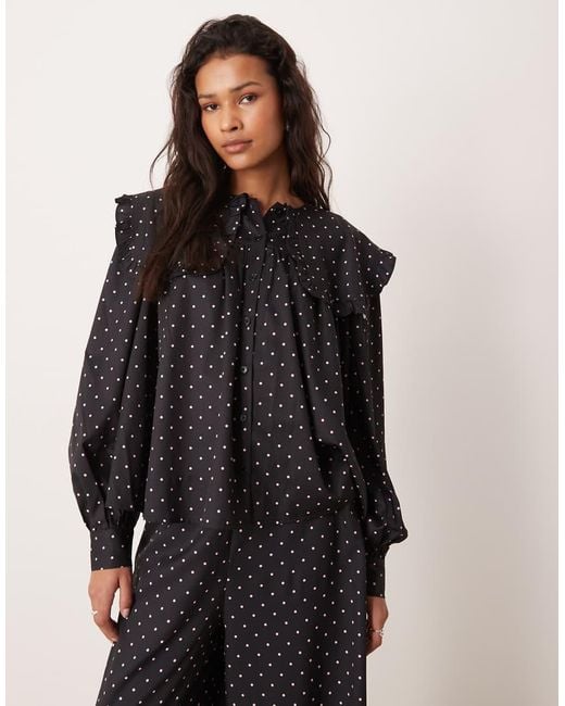 Glamorous Black Oversized Ruffle Blouse