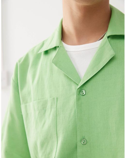 Collusion Green Textured Woven Shirt for men